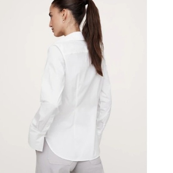 Banana Republic Riley II Tailored Shirt White Pleated Flared Cuff Button Down 8 - Picture 2 of 12